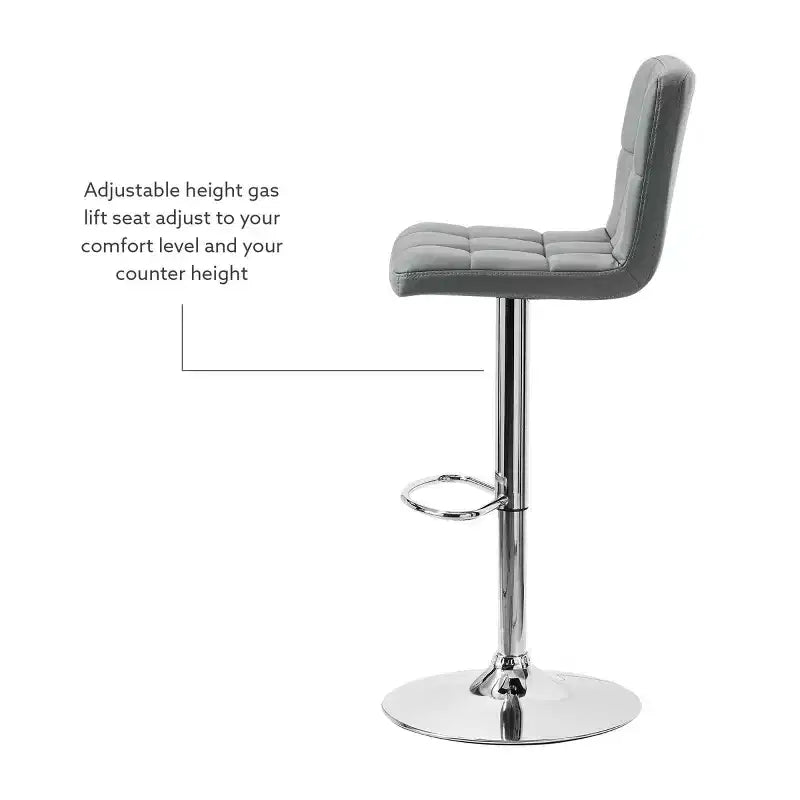 Tabouret de bar pivotant réglable en hauteur avec assise en similicuir et piétement chromé