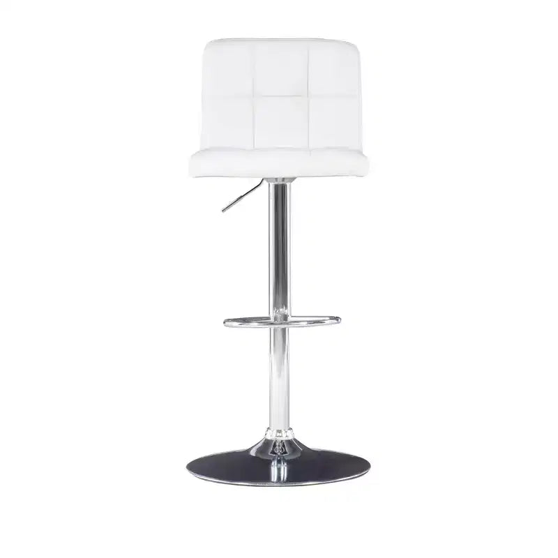 Tabouret de bar pivotant réglable en hauteur avec assise en similicuir et piétement chromé