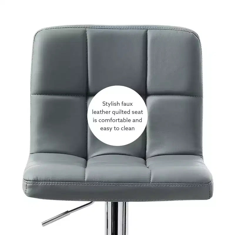 Tabouret de bar pivotant réglable en hauteur avec assise en similicuir et piétement chromé