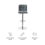 Tabouret de bar pivotant réglable en hauteur avec assise en similicuir et piétement chromé