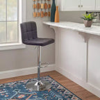 Tabouret de bar pivotant réglable en hauteur avec assise en similicuir et piétement chromé