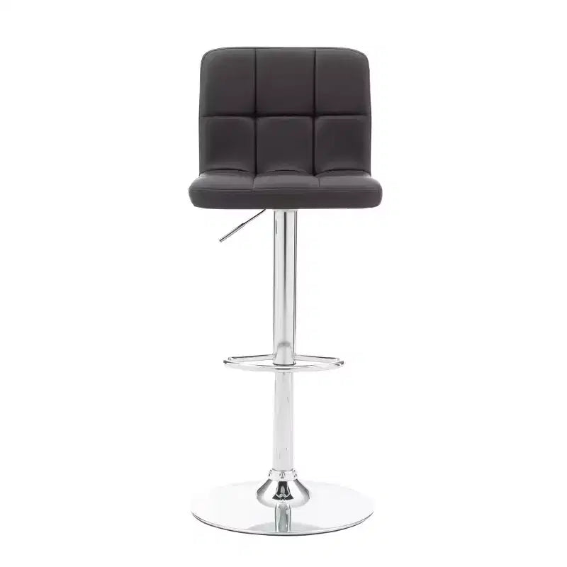 Tabouret de bar pivotant réglable en hauteur avec assise en similicuir et piétement chromé