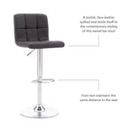 Tabouret de bar pivotant réglable en hauteur avec assise en similicuir et piétement chromé