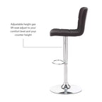 Tabouret de bar pivotant réglable en hauteur avec assise en similicuir et piétement chromé