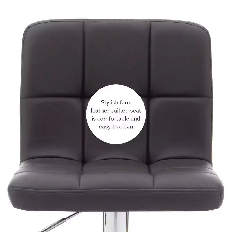 Tabouret de bar pivotant réglable en hauteur avec assise en similicuir et piétement chromé