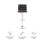 Tabouret de bar pivotant réglable en hauteur avec assise en similicuir et piétement chromé
