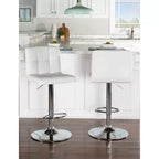 Tabouret de bar pivotant réglable en hauteur avec assise en similicuir et piétement chromé