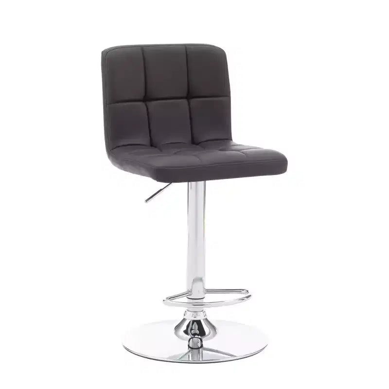 Tabouret de bar pivotant réglable en hauteur avec assise en similicuir et piétement chromé