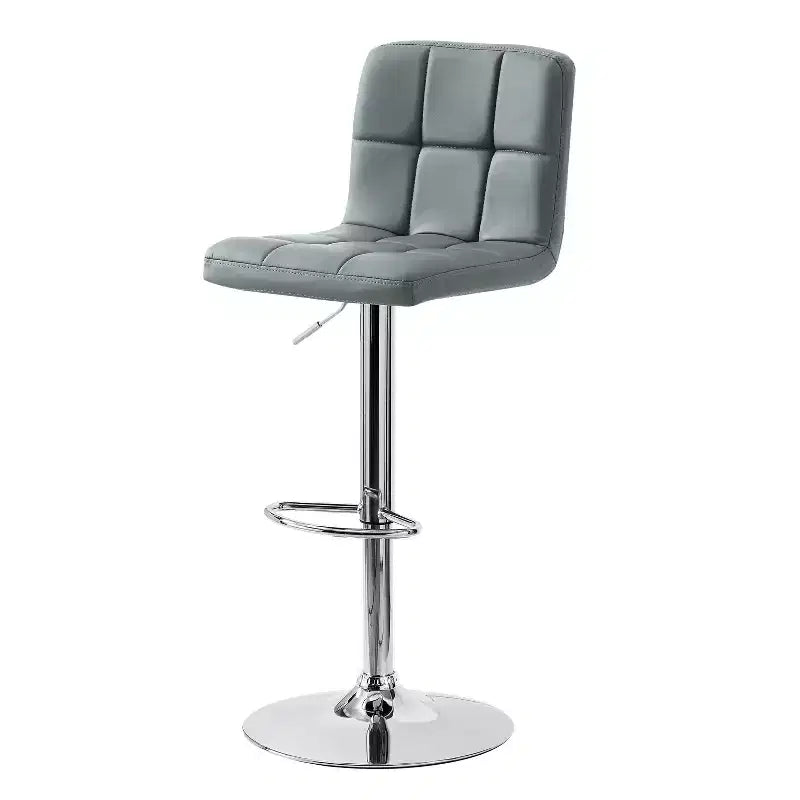 Tabouret de bar pivotant réglable en hauteur avec assise en similicuir et piétement chromé