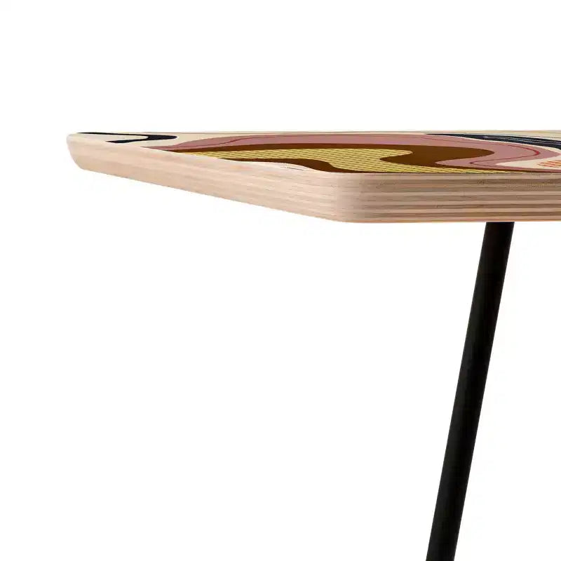 Table d'appoint carrée 19 pouces avec cadre en acier et plateau en composite de bois résistant aux taches