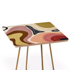Table d'appoint carrée 19 pouces avec cadre en acier et plateau en composite de bois résistant aux taches