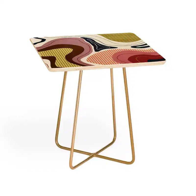 Table d'appoint carrée 19 pouces avec cadre en acier et plateau en composite de bois résistant aux taches